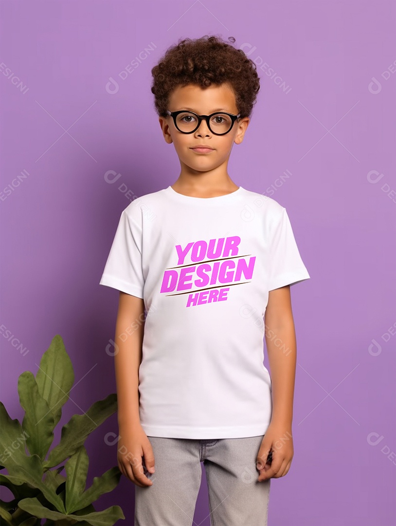 Mockup de Camiseta Branca Infantil PSD Editável