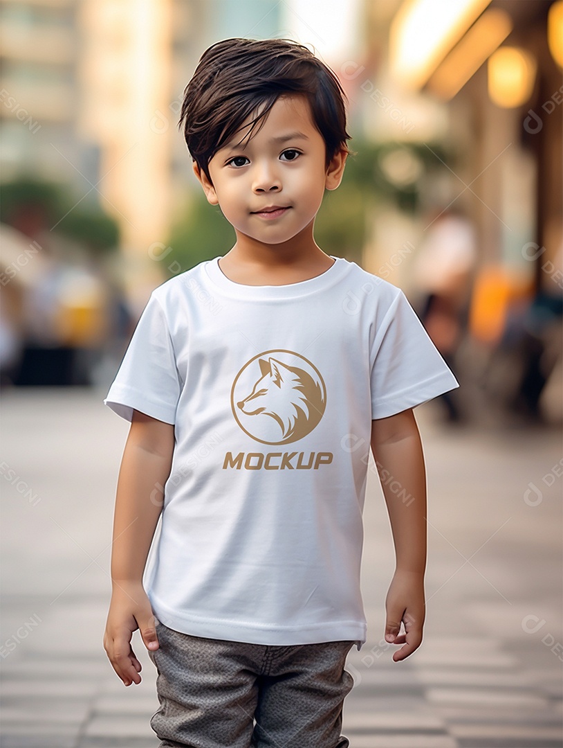 Mockup de Camiseta Branca Infantil PSD Editável