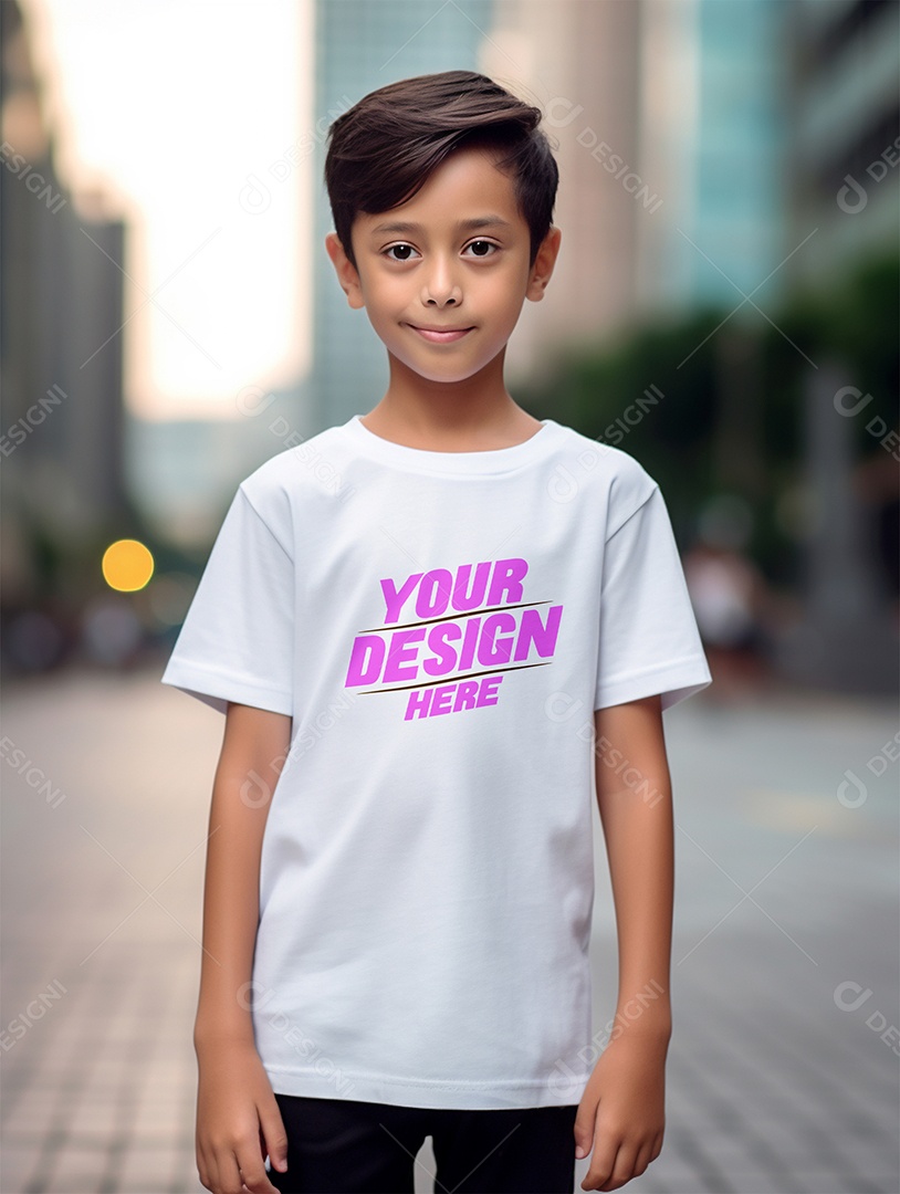 Mockup de Camiseta Branca Infantil PSD Editável