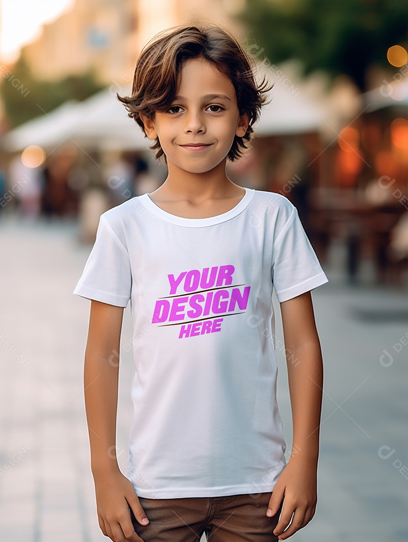 Mockup de Camiseta Branca Infantil PSD Editável