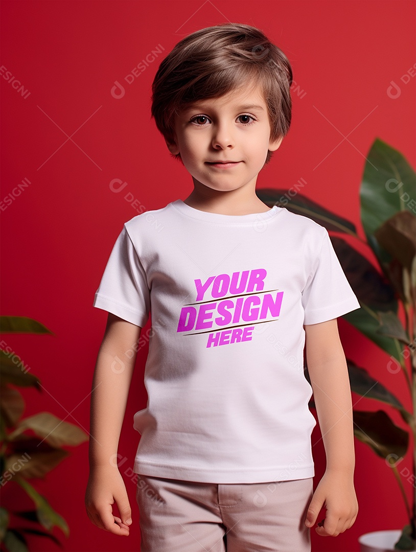 Mockup de Camiseta Branca Infantil PSD Editável