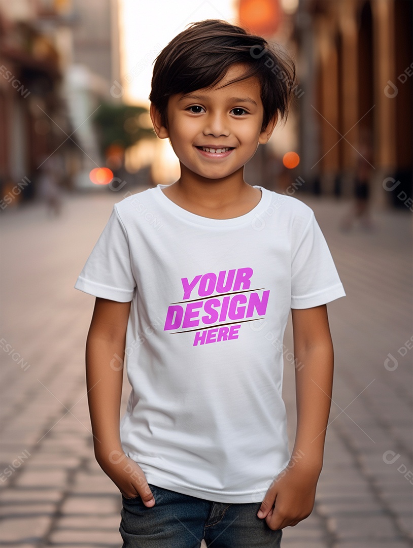 Mockup de Camiseta Branca Infantil PSD Editável