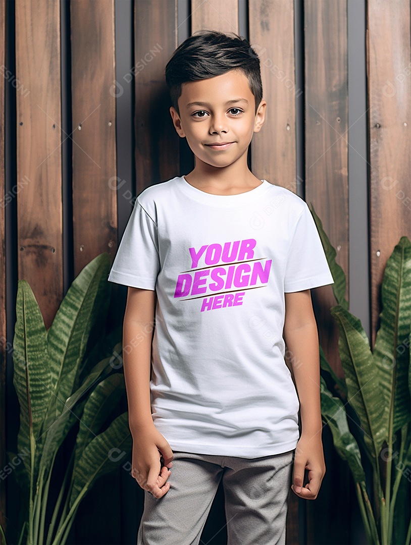 Mockup de Camiseta Branca Infantil PSD Editável