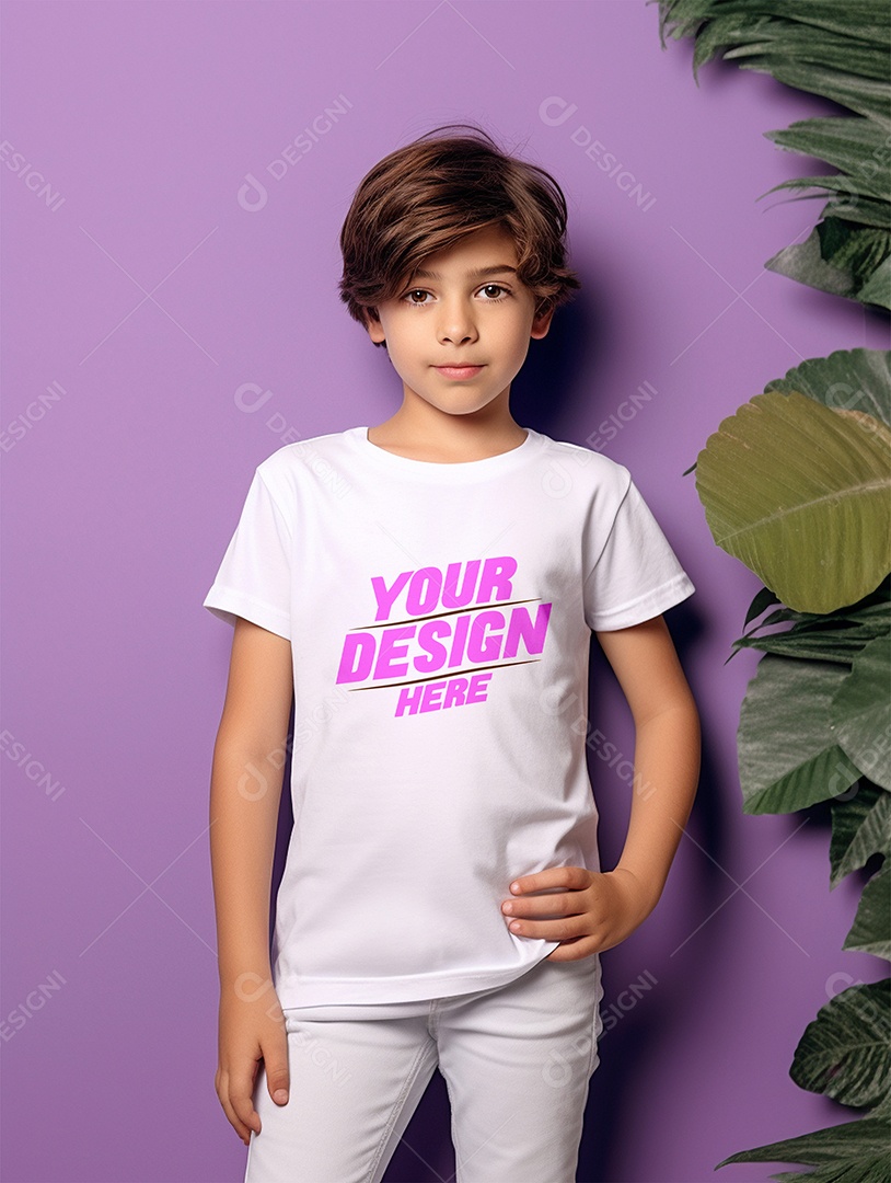 Mockup de Camiseta Branca Infantil PSD Editável