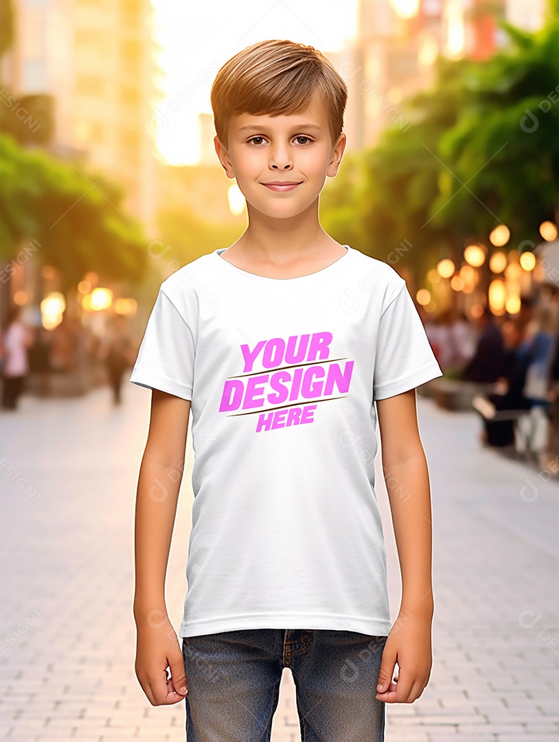 Mockup de Camiseta Branca Infantil PSD Editável