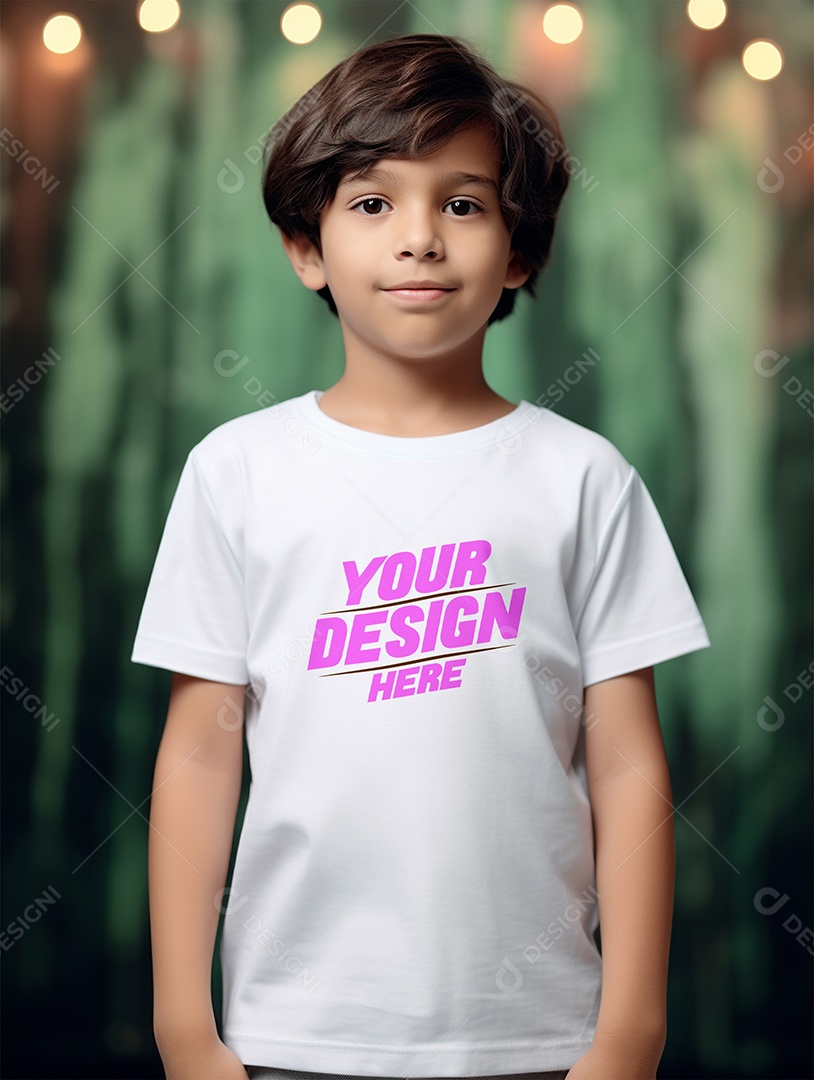 Mockup de Camiseta Branca Infantil PSD Editável
