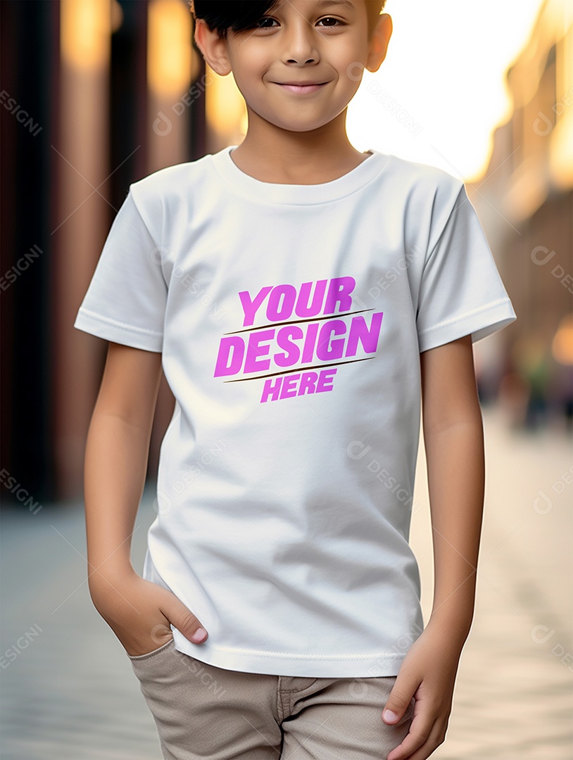 Mockup de Camiseta Branca Infantil PSD Editável
