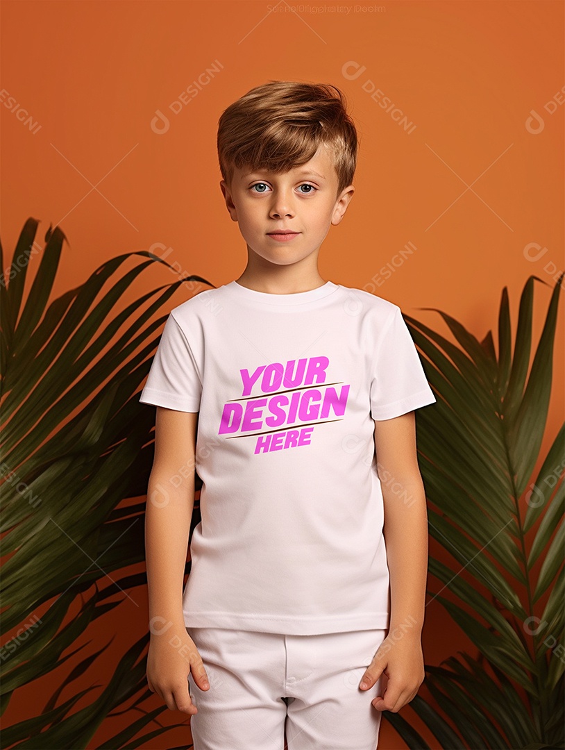 Mockup de Camiseta Branca Infantil PSD Editável