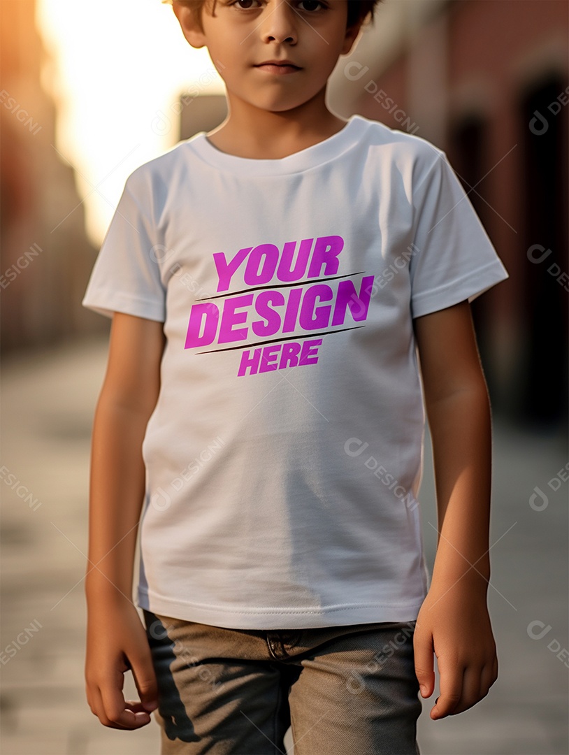 Mockup de Camiseta Branca Infantil PSD Editável