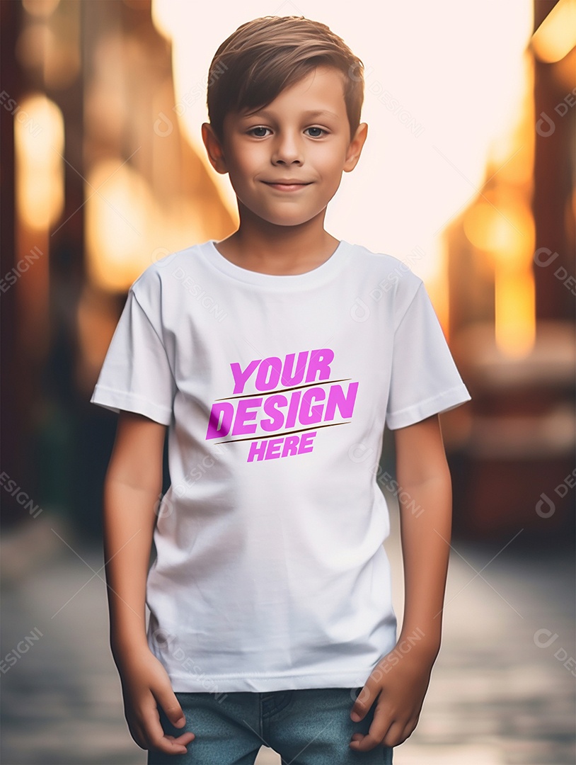 Mockup de Camiseta Branca Infantil PSD Editável