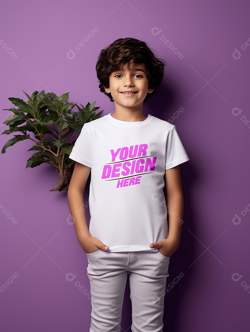 Mockup de Camiseta Branca Infantil PSD Editável