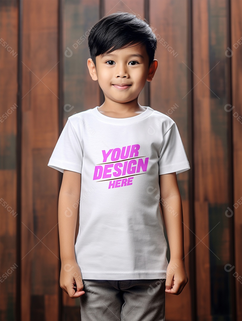 Mockup de Camiseta Branca Infantil PSD Editável