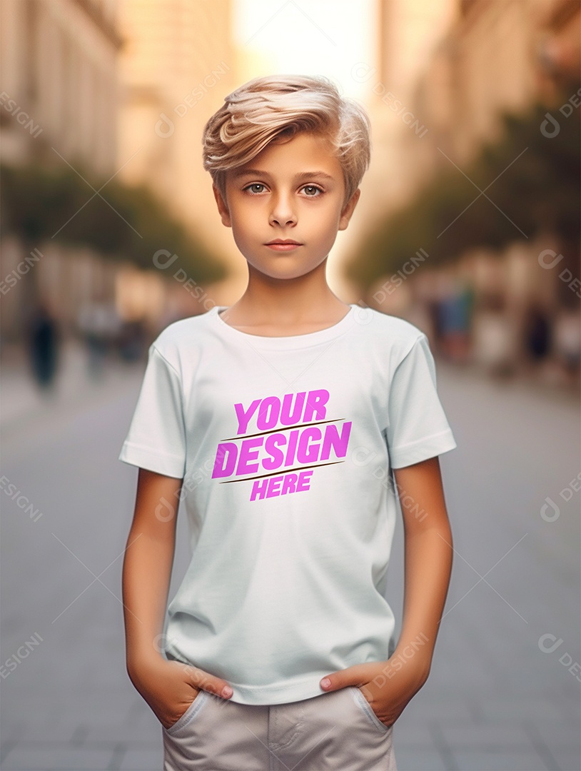 Mockup de Camiseta Branca Infantil PSD Editável
