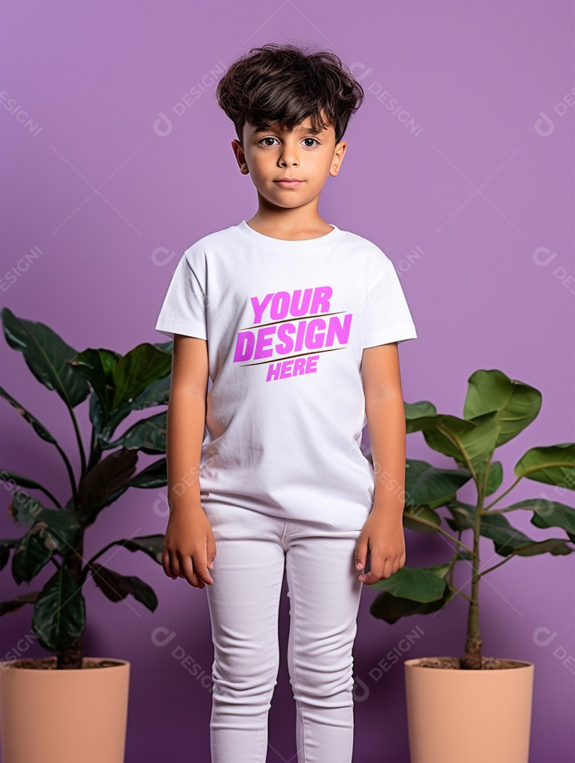 Mockup de Camiseta Branca Infantil PSD Editável
