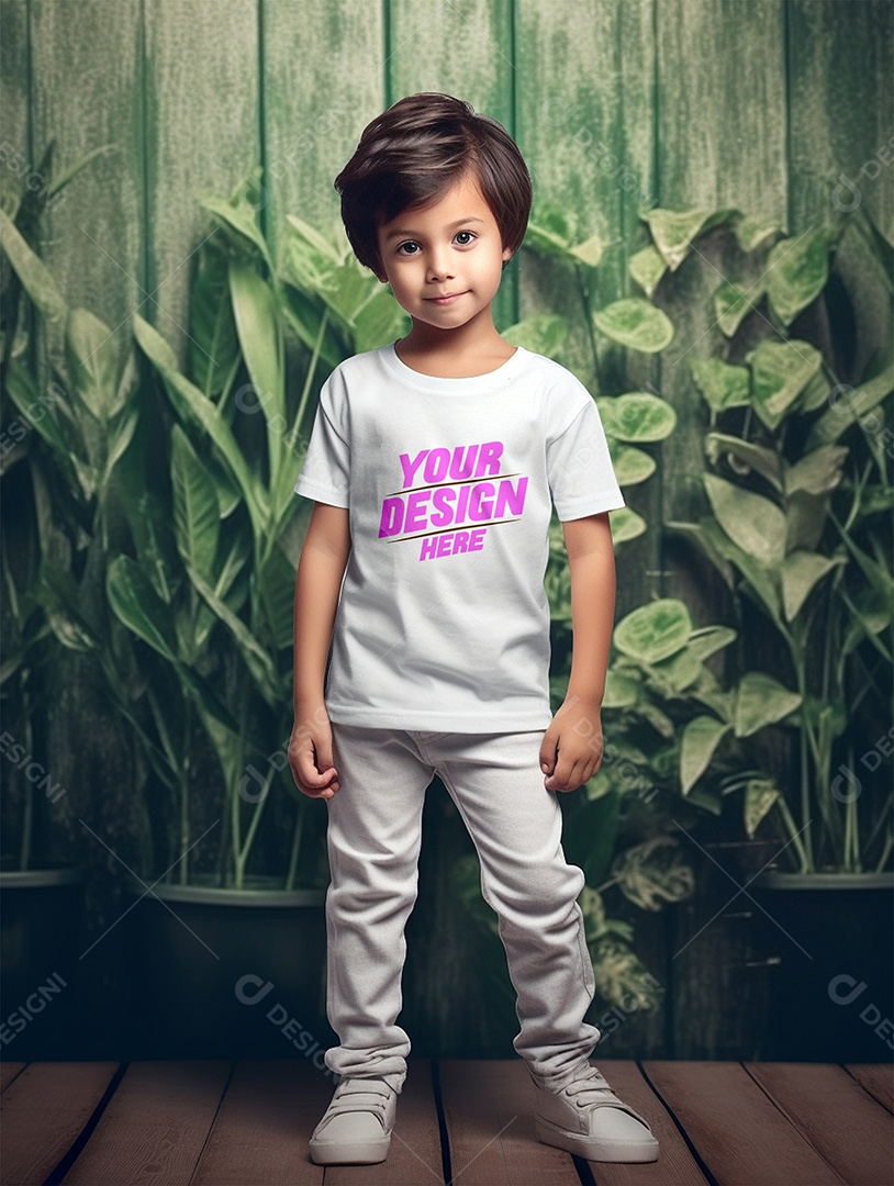 Mockup de Camiseta Branca Infantil PSD Editável