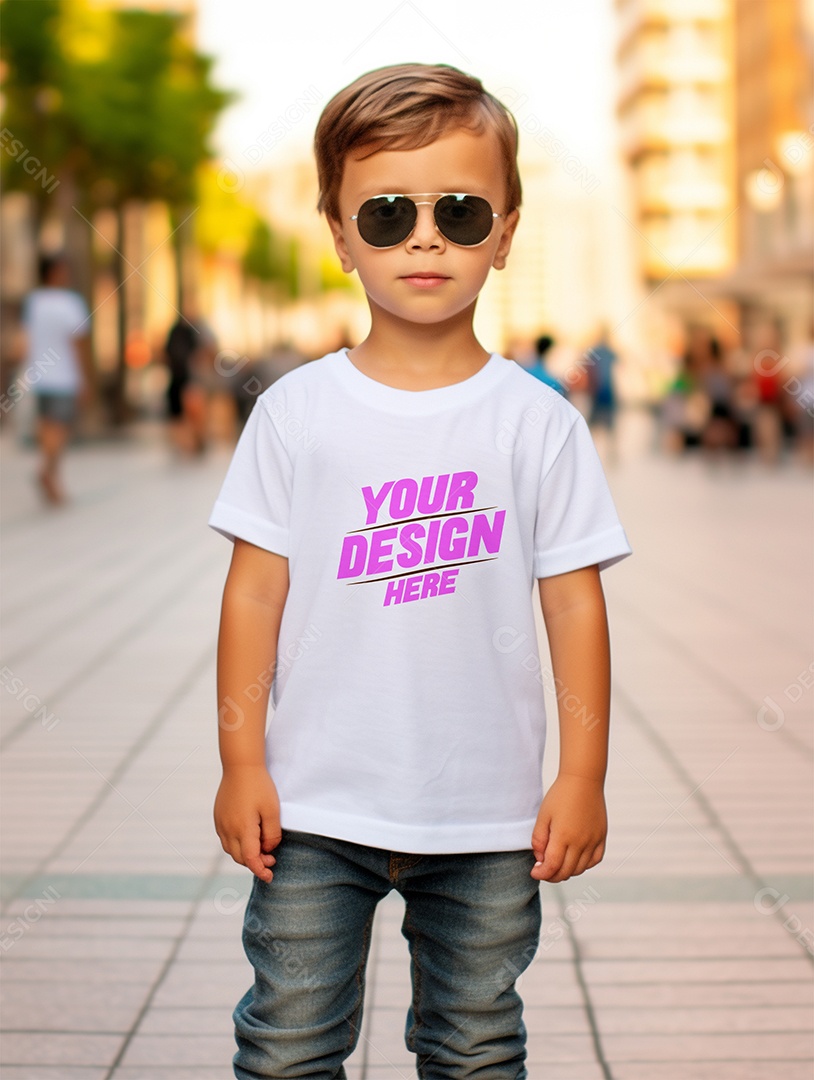 Mockup de Camiseta Branca Infantil PSD Editável