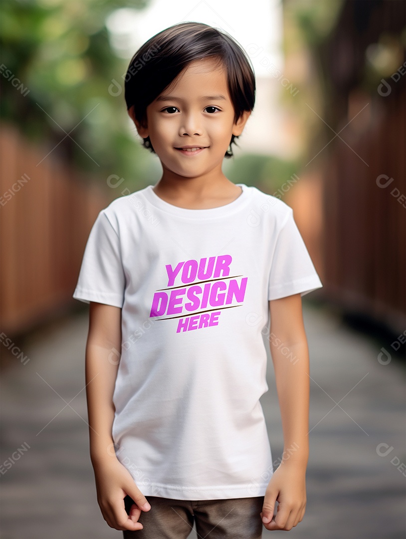 Mockup de Camiseta Branca Infantil PSD Editável