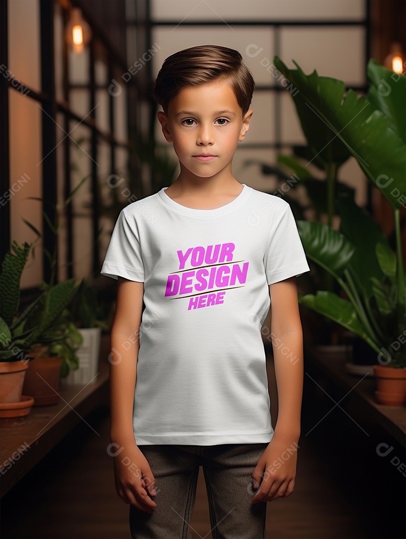 Mockup de Camiseta Branca Infantil PSD Editável
