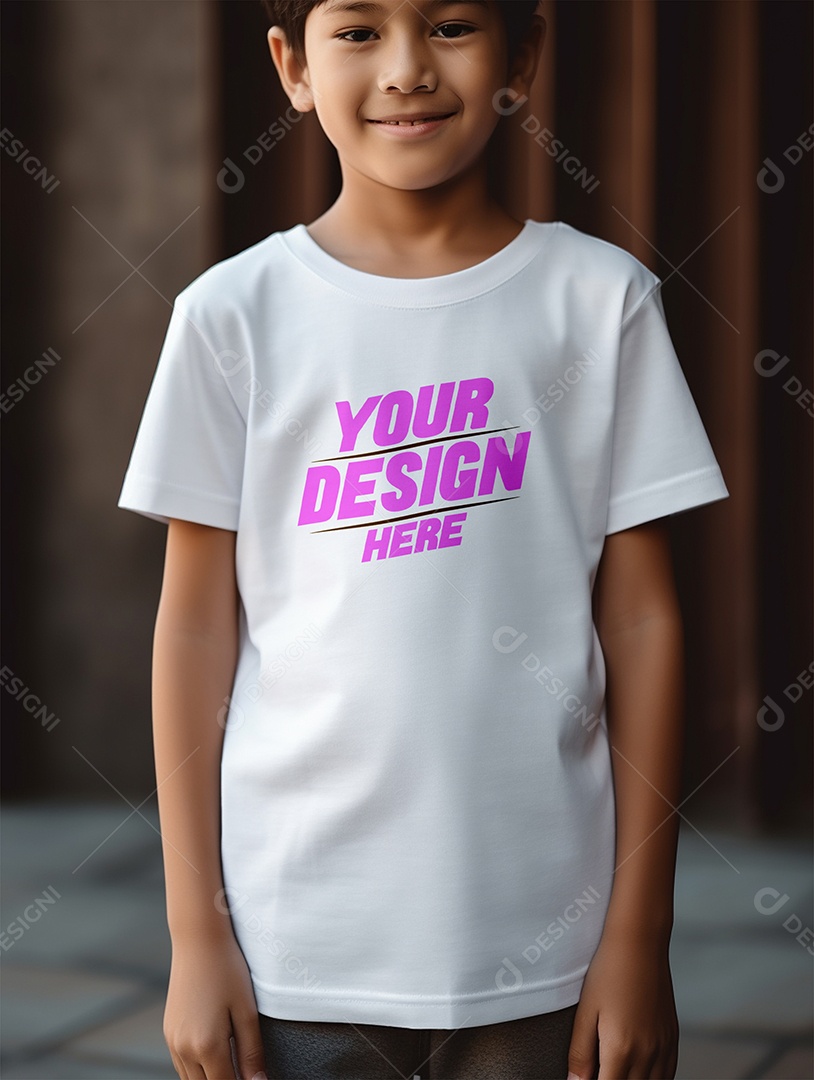 Mockup de Camiseta Branca Infantil PSD Editável