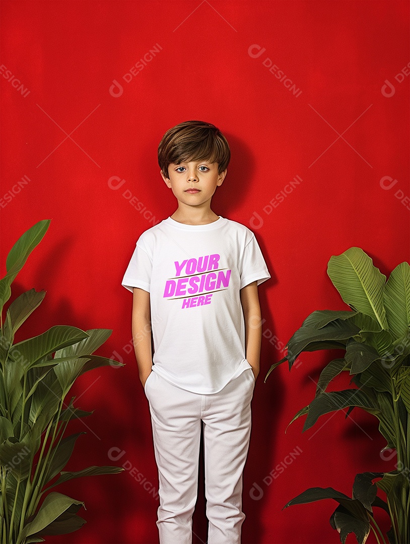 Mockup de Camiseta Branca Infantil PSD Editável