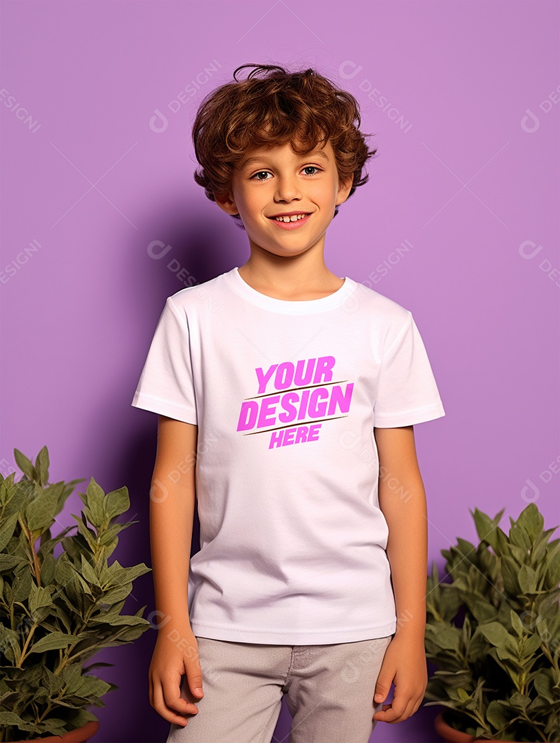 Mockup de Camiseta Branca Infantil PSD Editável
