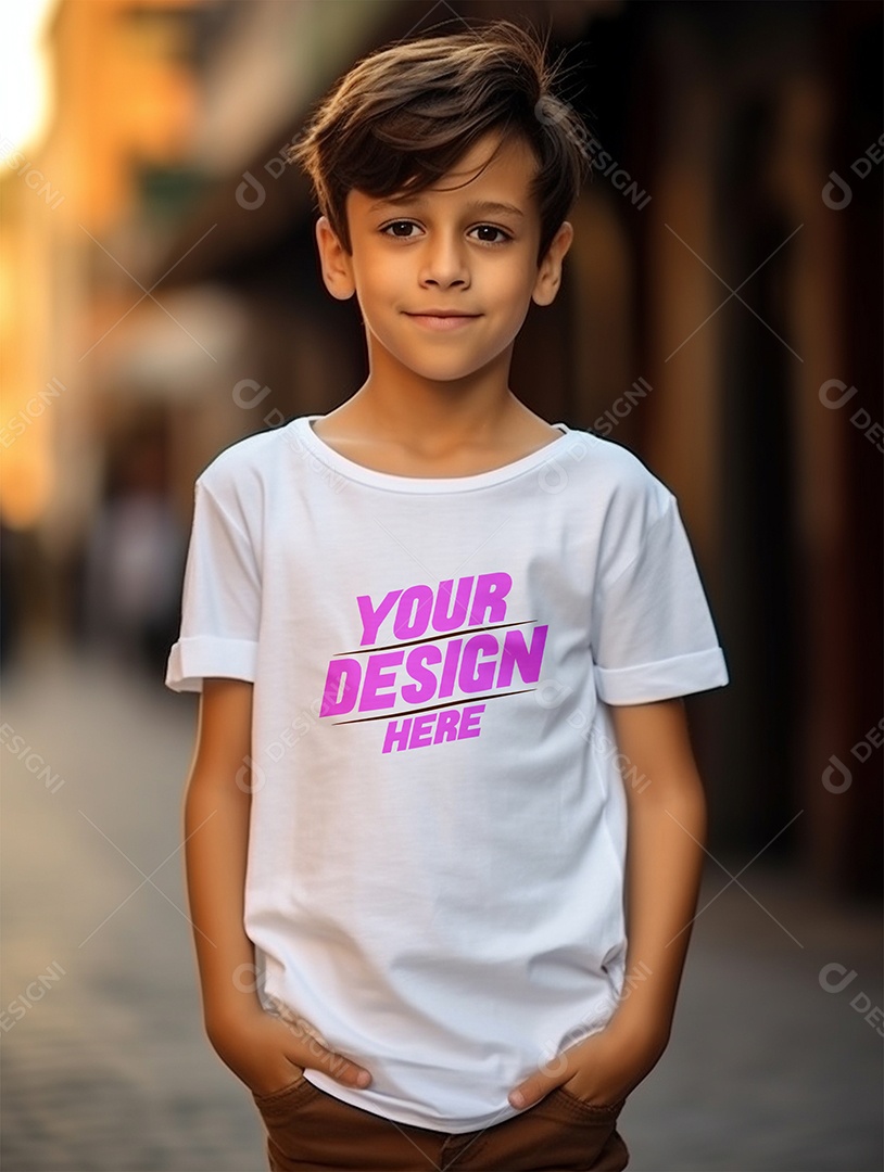 Mockup de Camiseta Branca Infantil PSD Editável