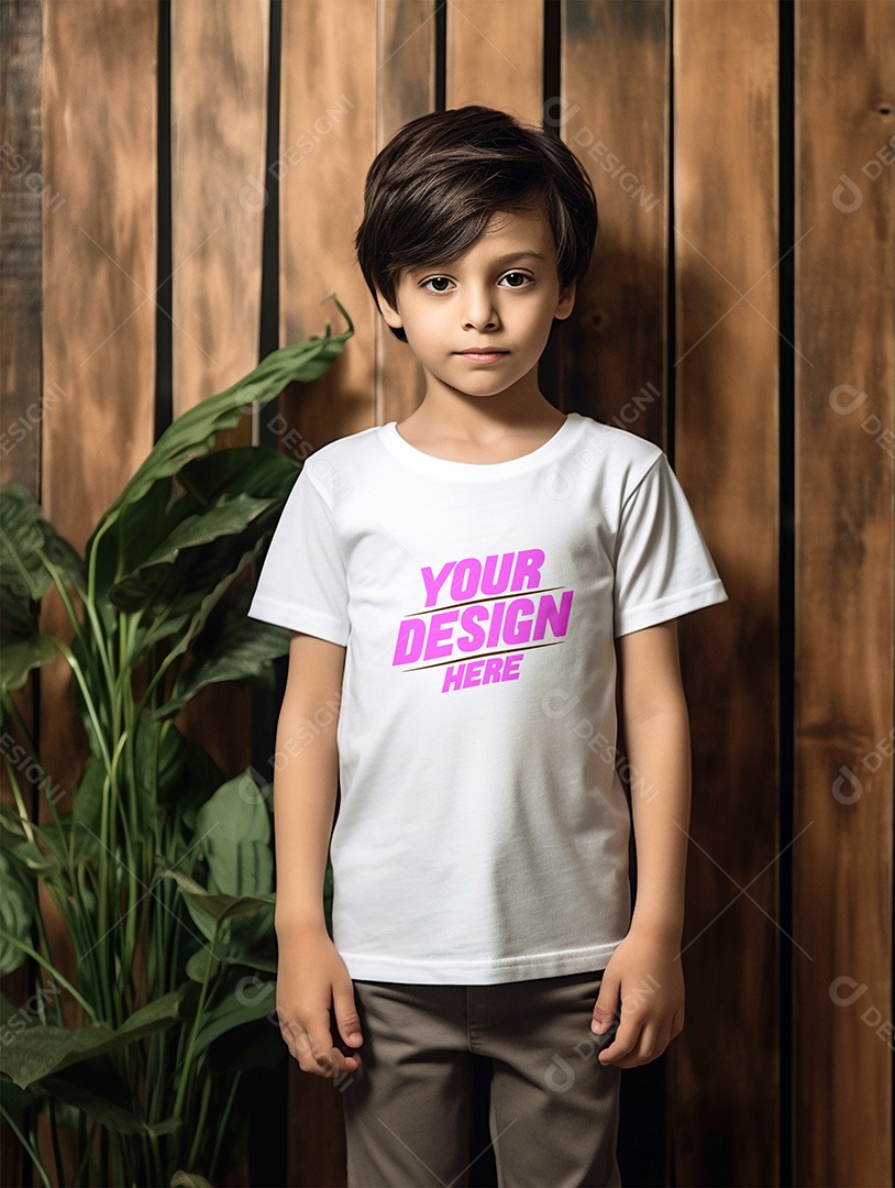 Mockup de Camiseta Branca Infantil PSD Editável