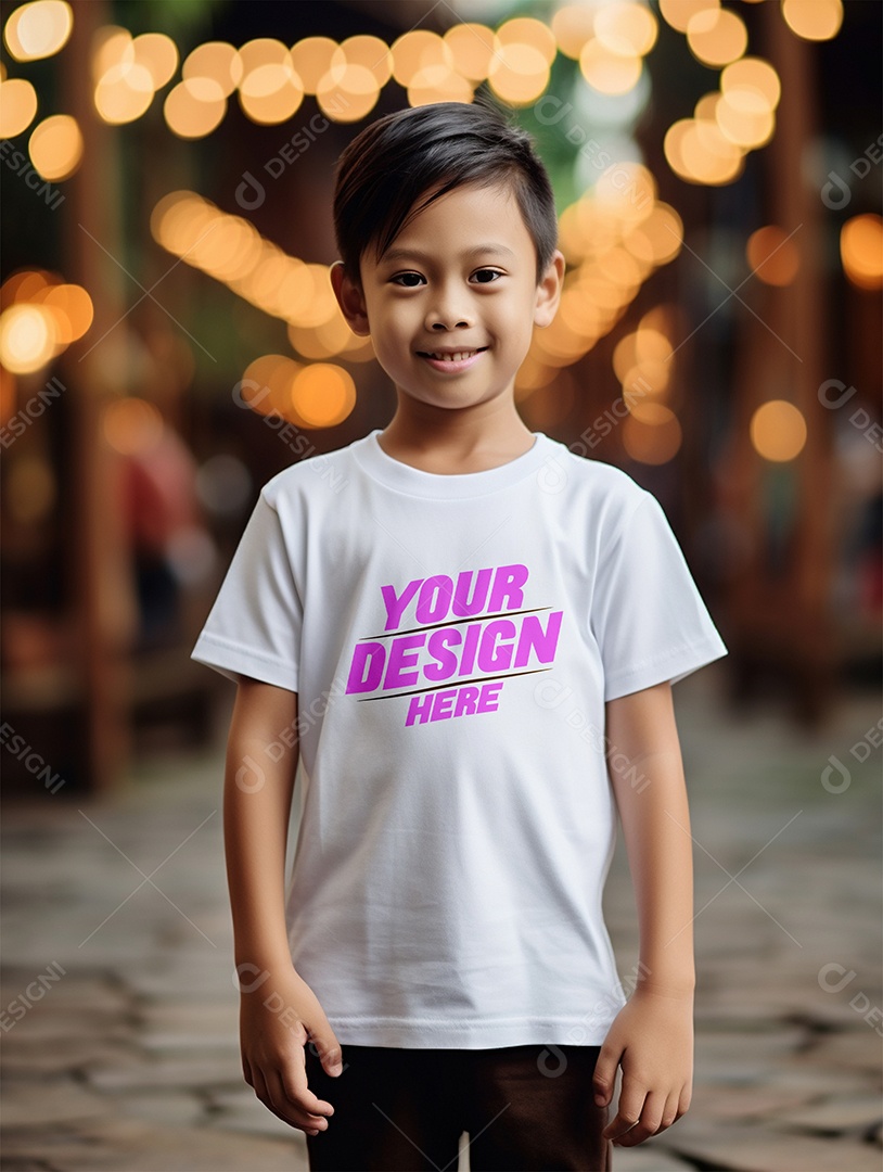 Mockup de Camiseta Branca Infantil PSD Editável