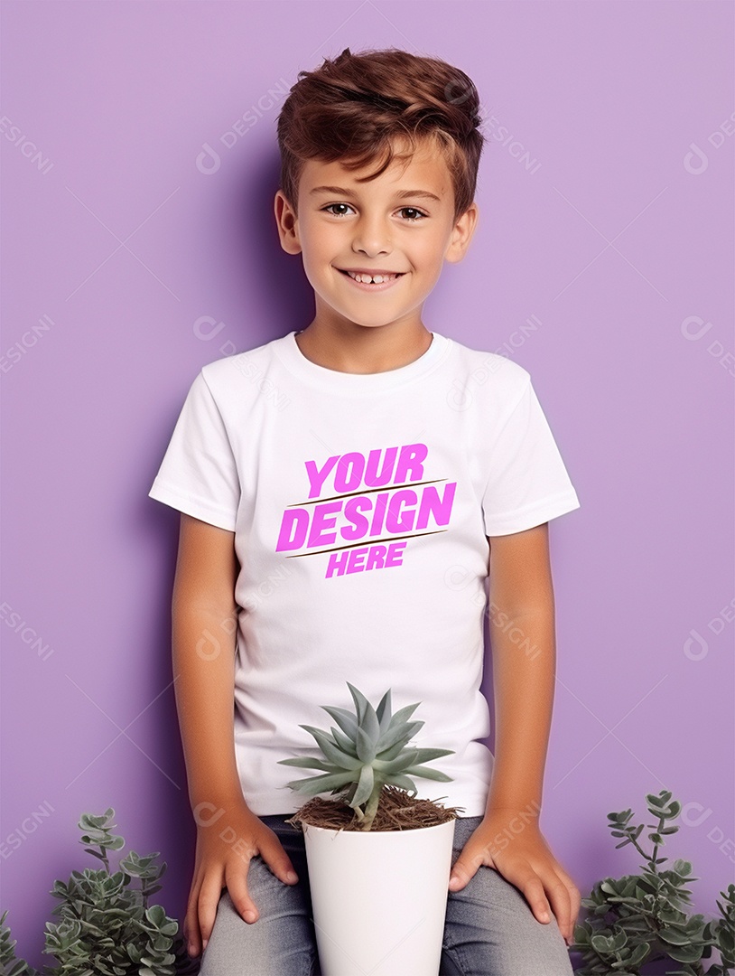 Mockup de Camiseta Branca Infantil PSD Editável