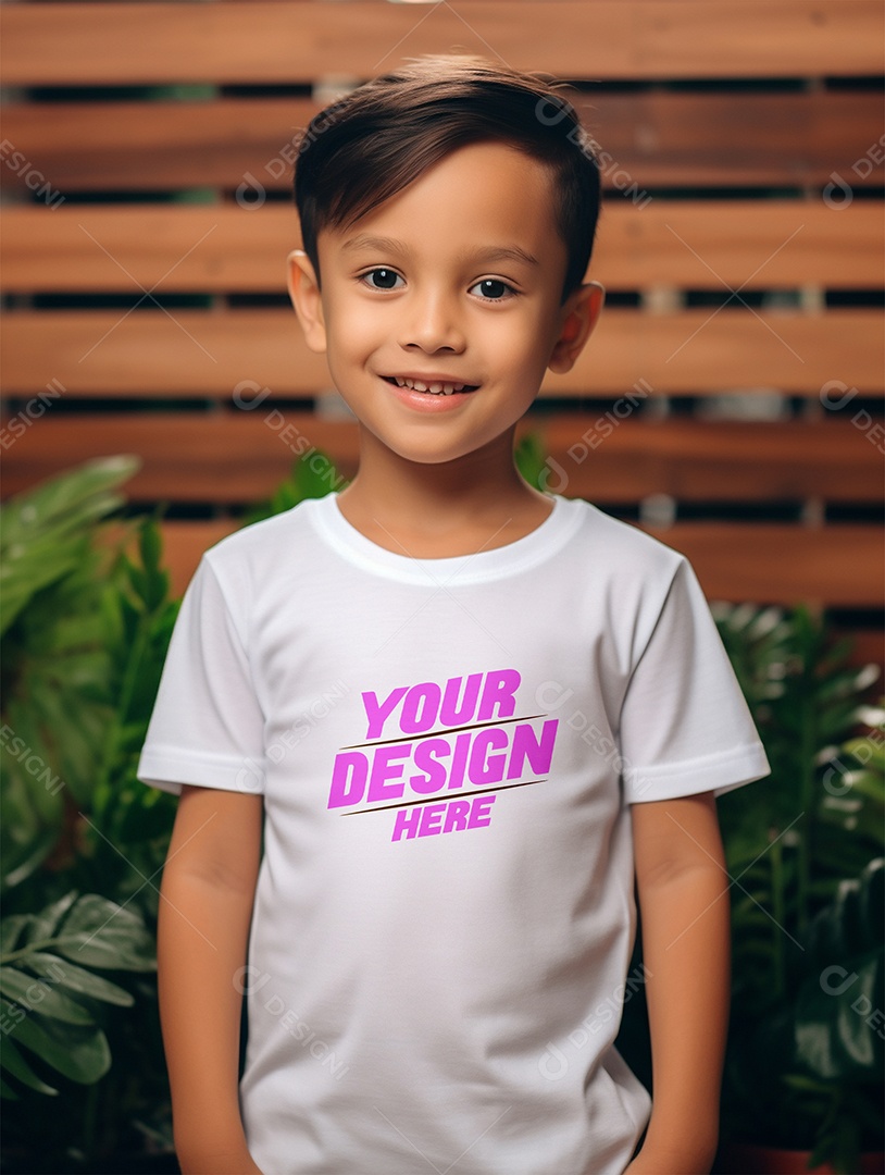 Mockup de Camiseta Branca Infantil PSD Editável