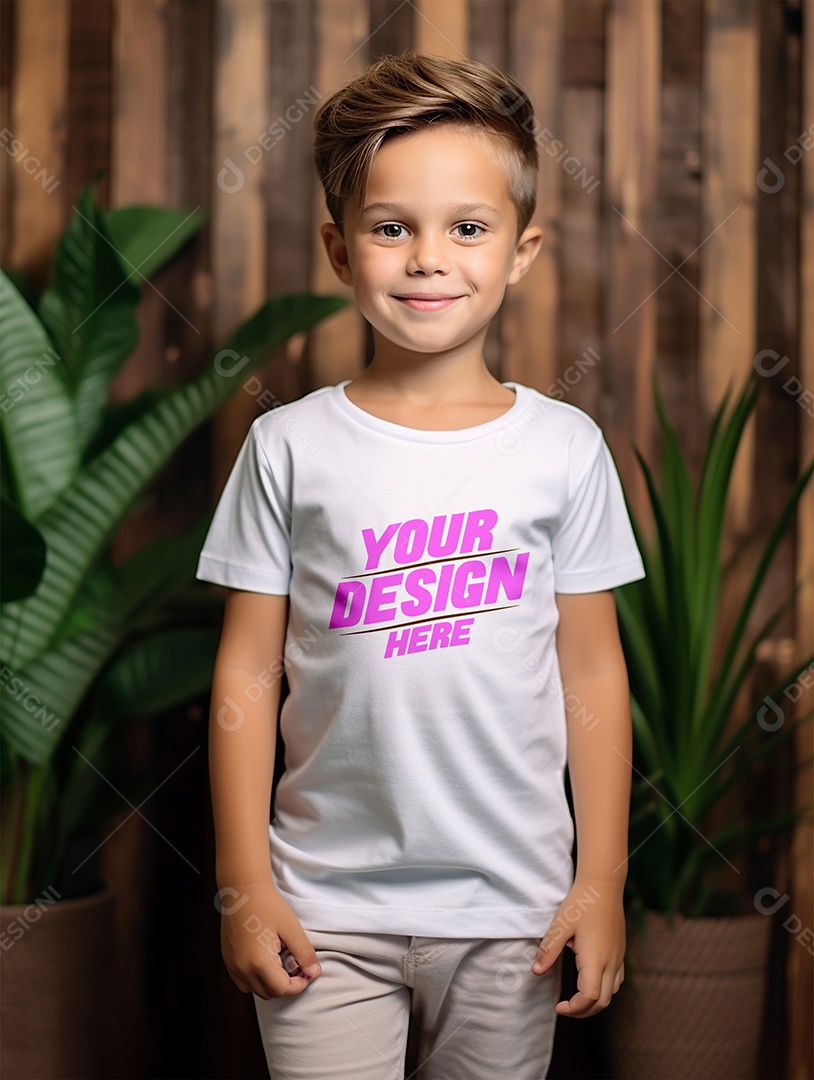 Mockup de Camiseta Branca Infantil PSD Editável