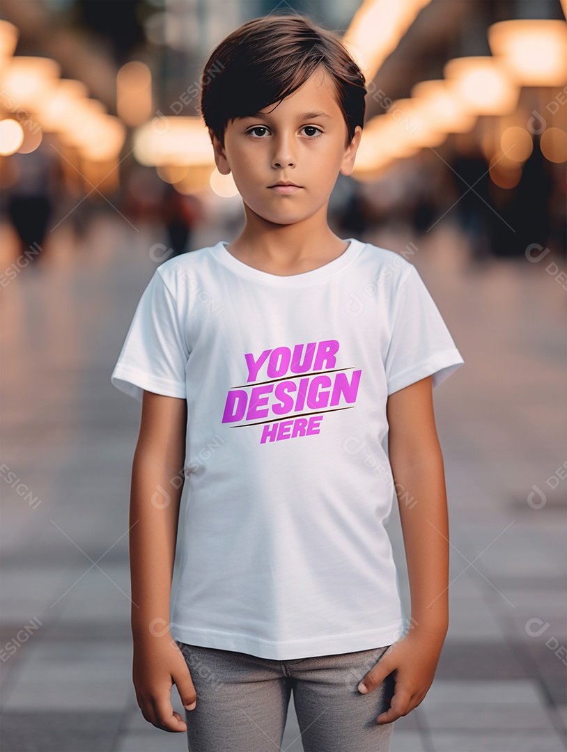 Mockup de Camiseta Branca Infantil PSD Editável