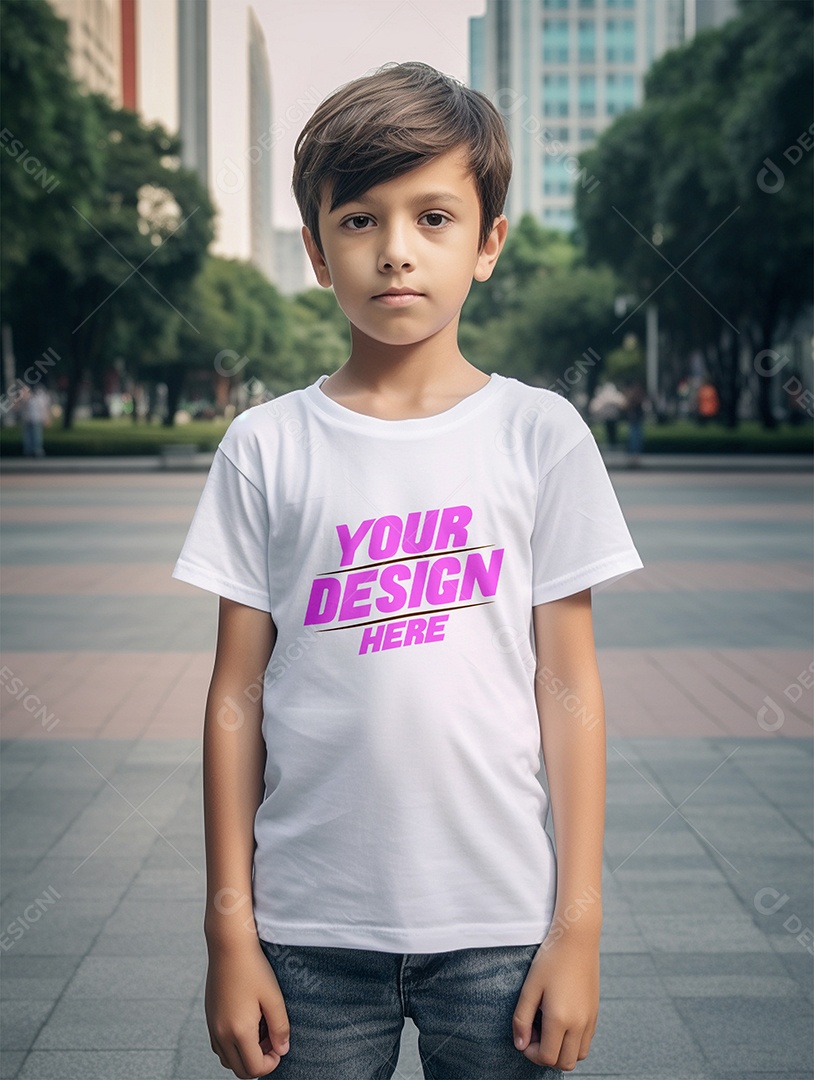 Mockup de Camiseta Branca Infantil PSD Editável
