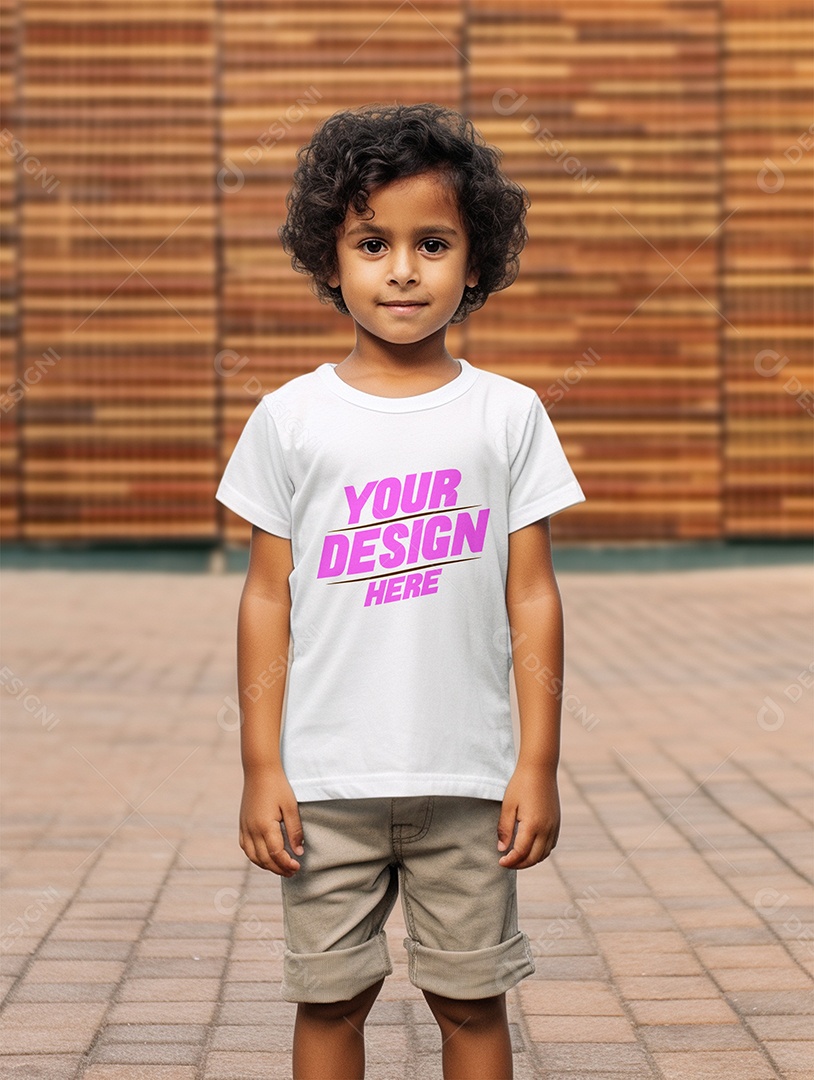 Mockup de Camiseta Branca Infantil PSD Editável