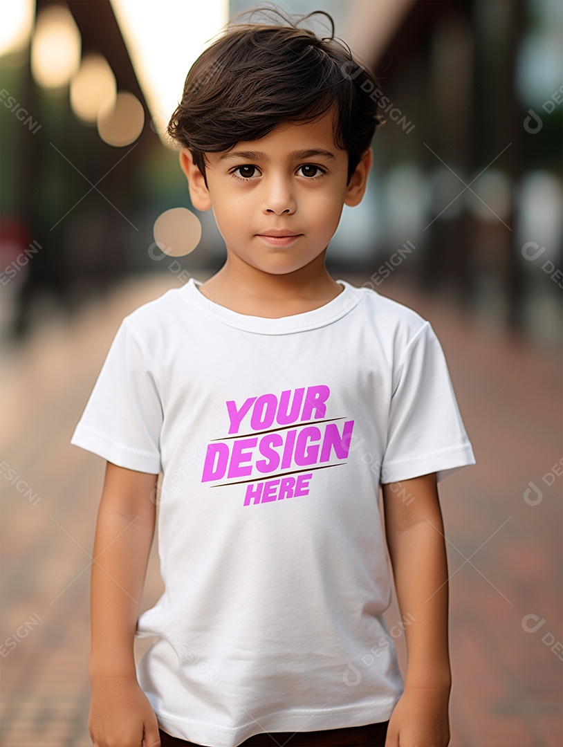 Mockup de Camiseta Branca Infantil PSD Editável