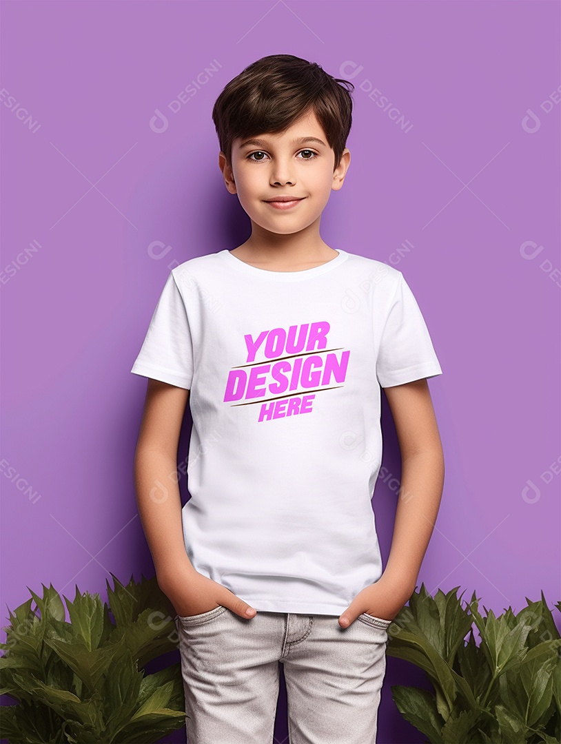 Mockup de Camiseta Branca Infantil PSD Editável