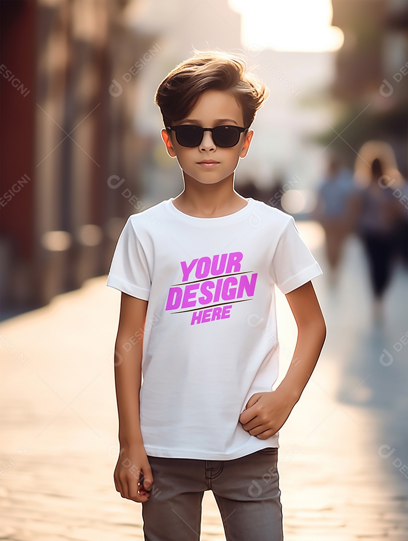 Mockup de Camiseta Branca Infantil PSD Editável