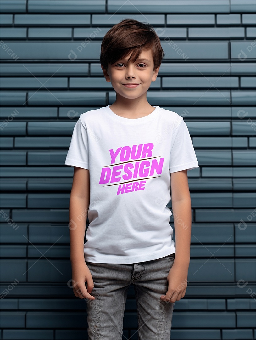 Mockup de Camiseta Branca Infantil PSD Editável