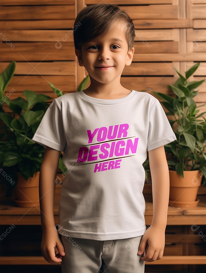 Mockup de Camiseta Branca Infantil PSD Editável