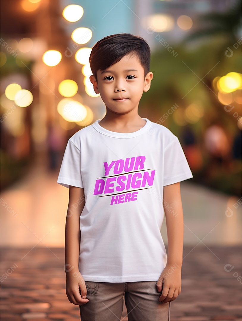 Mockup de Camiseta Branca Infantil PSD Editável