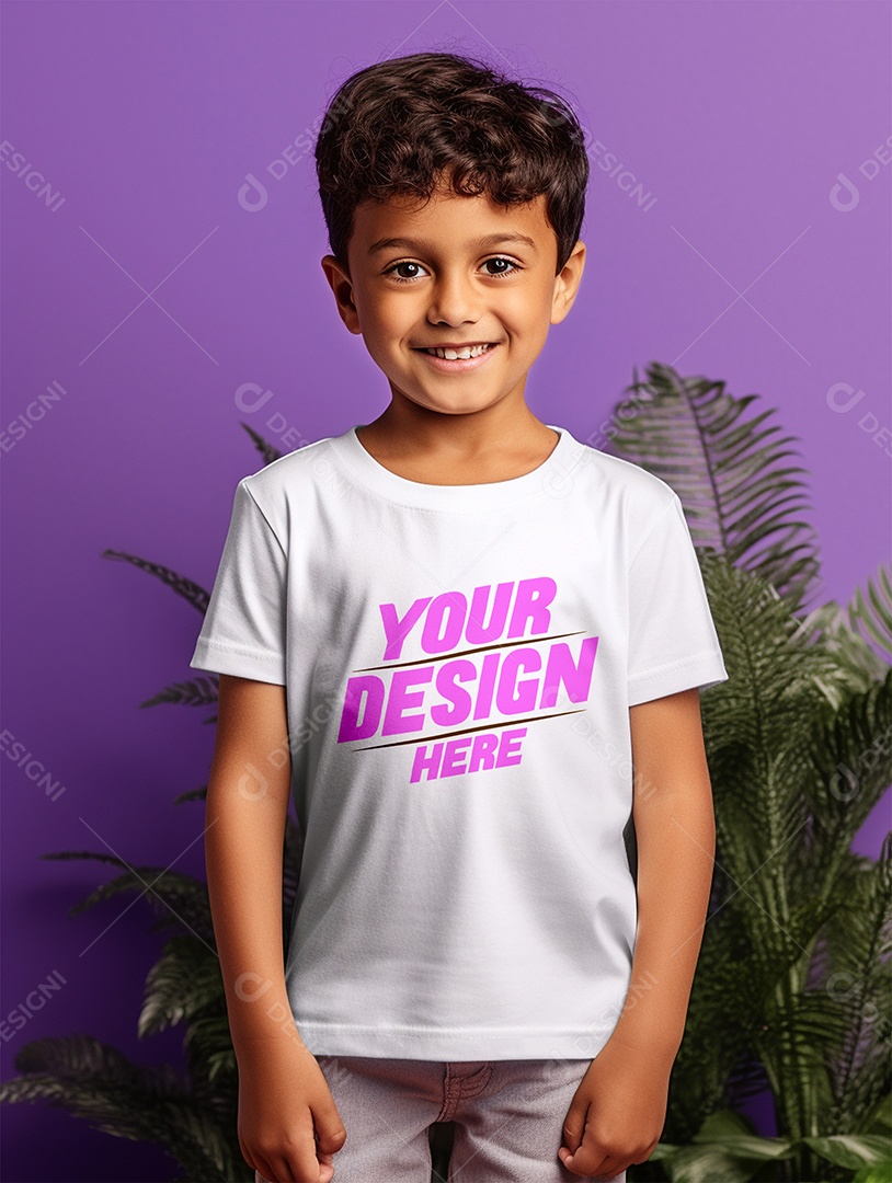 Mockup de Camiseta Branca Infantil PSD Editável