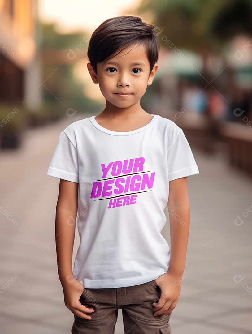 Mockup de Camiseta Branca Infantil PSD Editável