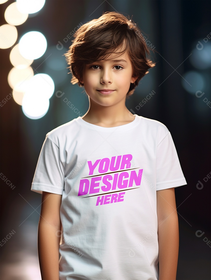 Mockup de Camiseta Branca Infantil PSD Editável