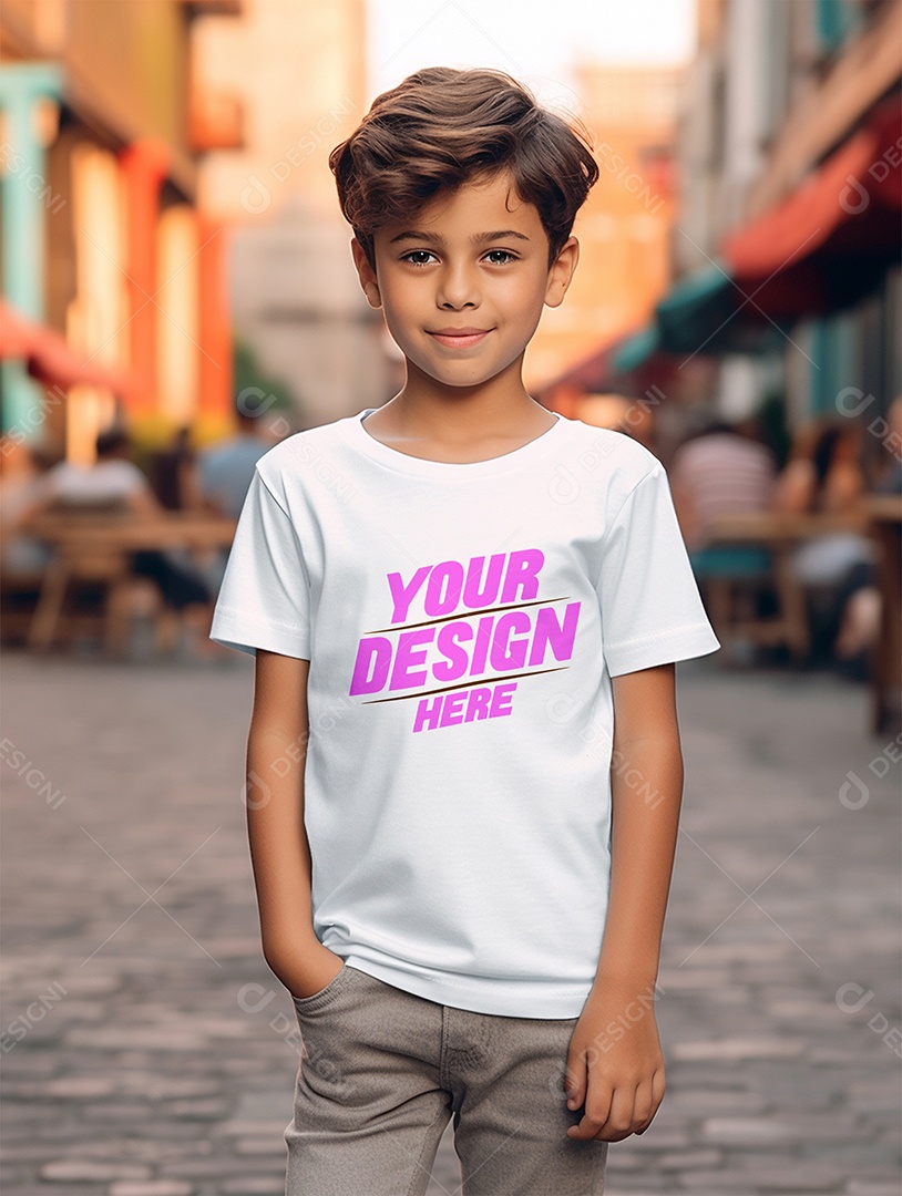 Mockup de Camiseta Branca Infantil PSD Editável