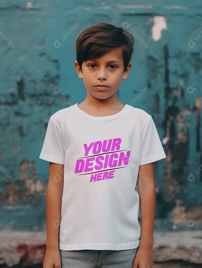 Mockup de Camiseta Branca Infantil PSD Editável