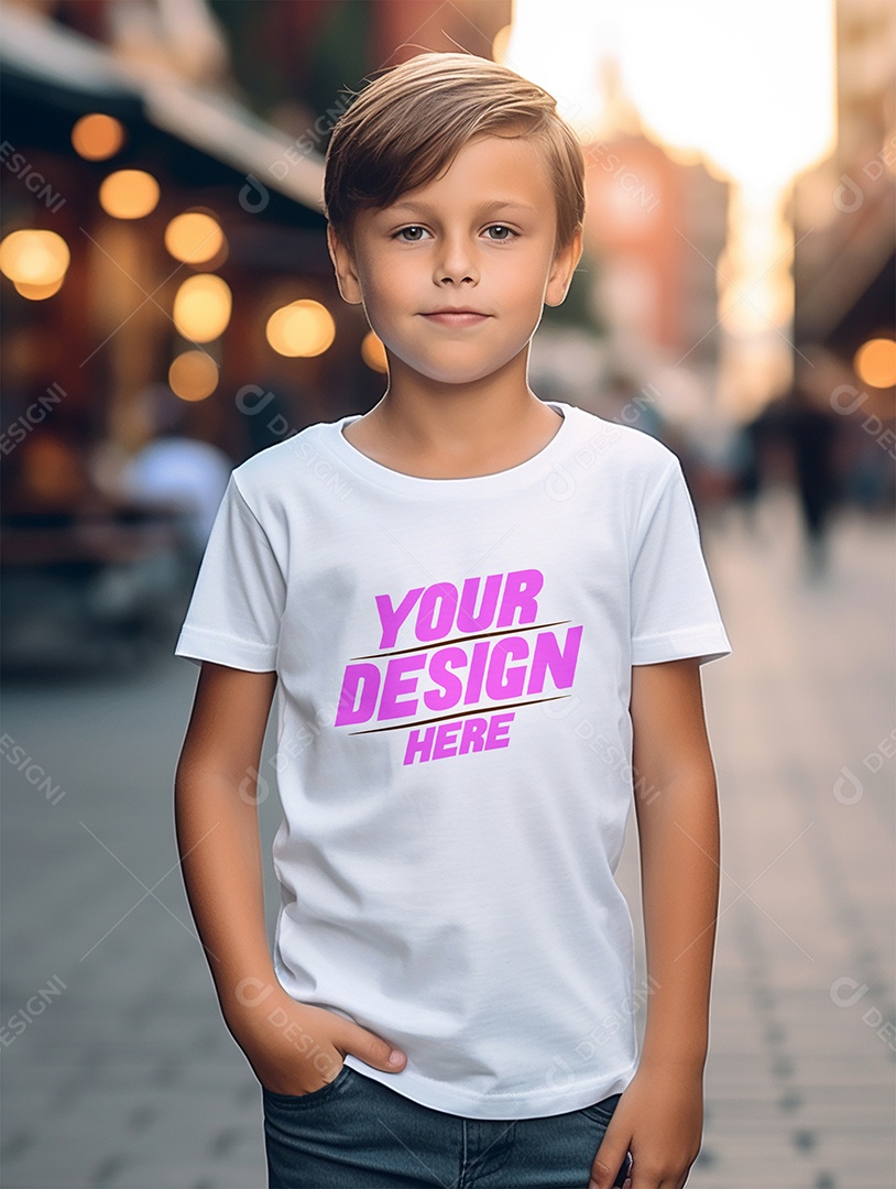 Mockup de Camiseta Branca Infantil PSD Editável