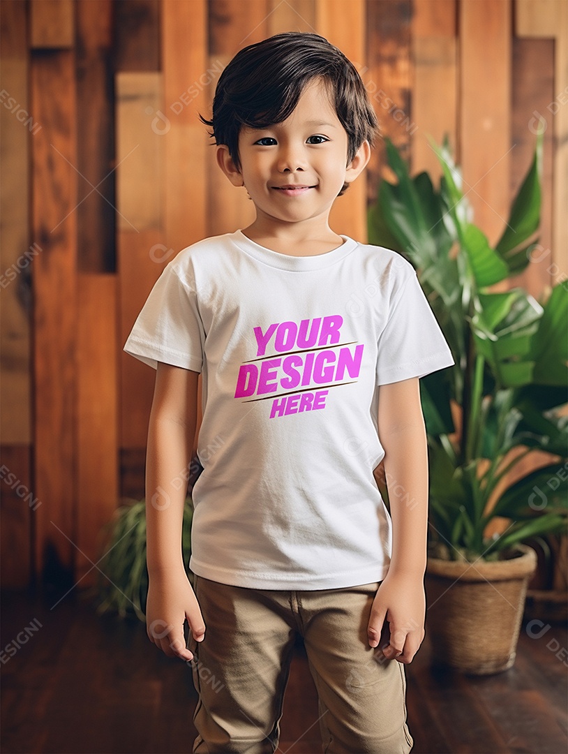 Mockup de Camiseta Branca Infantil PSD Editável