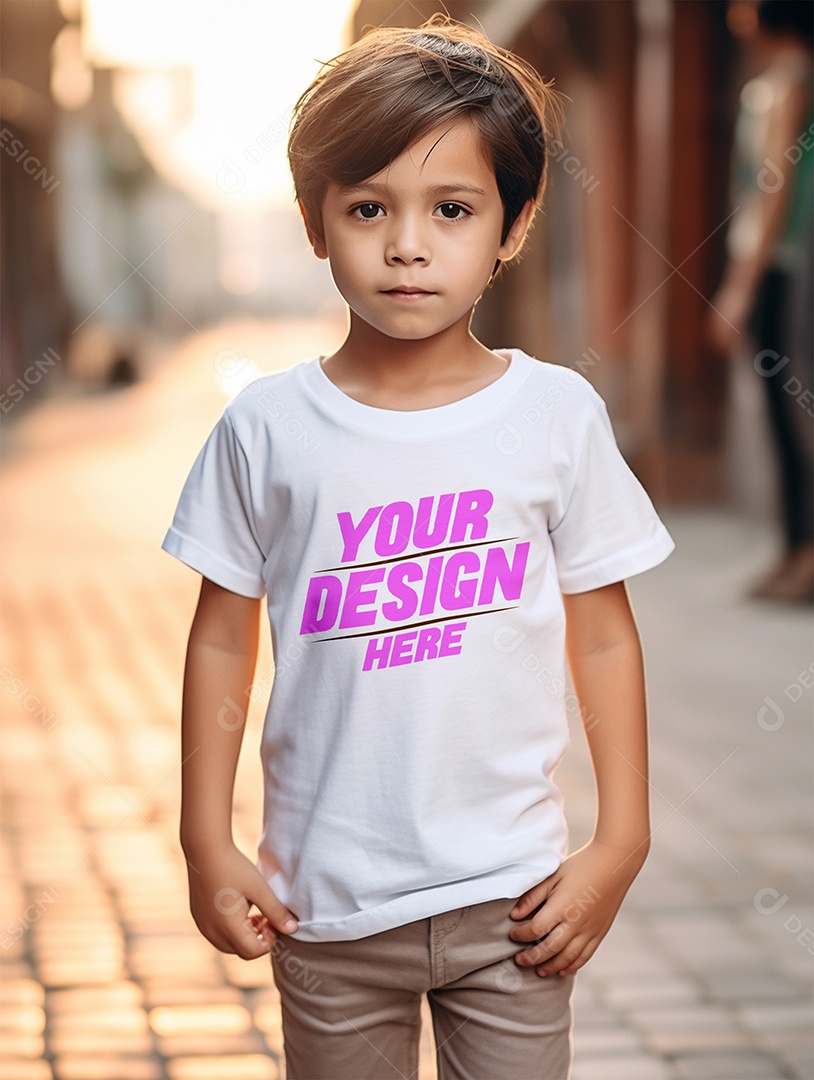 Mockup de Camiseta Branca Infantil PSD Editável