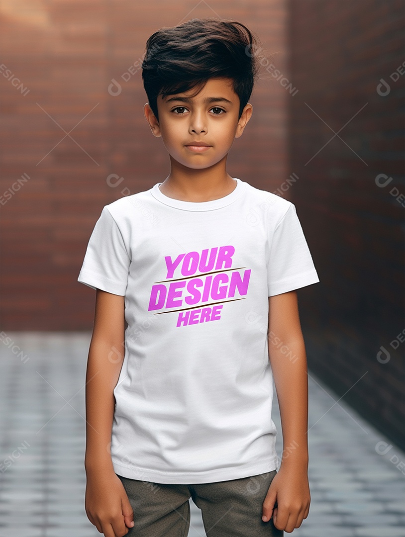 Mockup de Camiseta Branca Infantil PSD Editável
