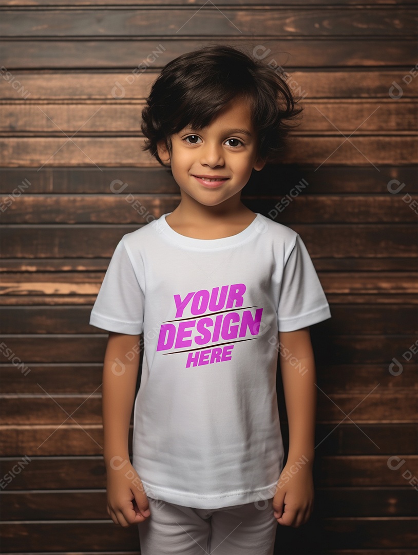 Mockup de Camiseta Branca Infantil PSD Editável